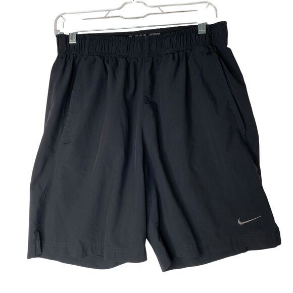 Nike Dri Fit Running Shorts Men M Black Inseam 8" Lightweight Packable Gym - Picture 1 of 7